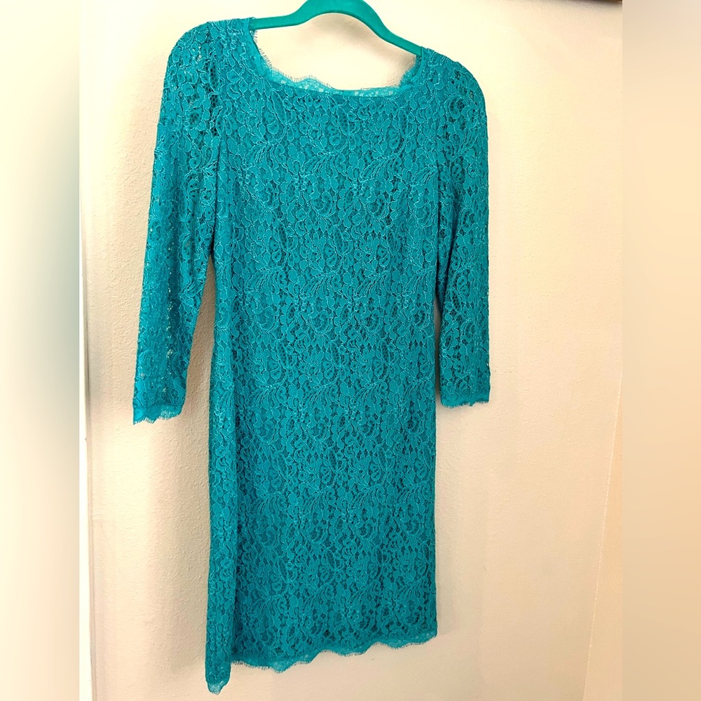 Adrianna Beaded Round Neck, 3/4 sleeve Dress, size 6